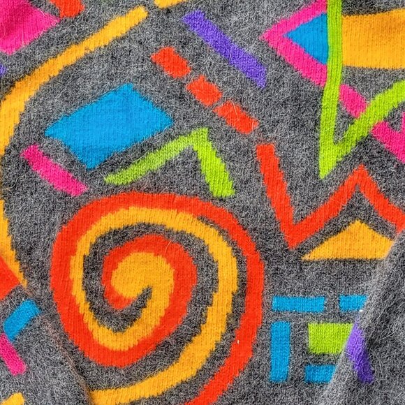 Vintage 90s I B Diffusion Colourful Wool Sweater Size M - Picture 3 of 5